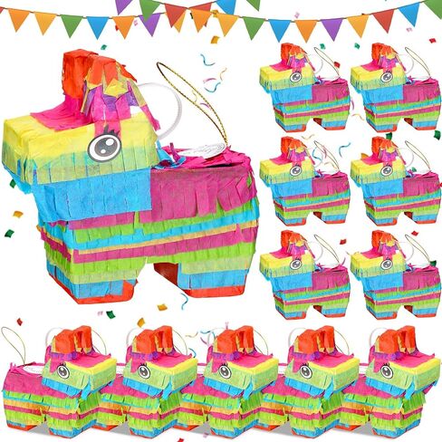 12 Pcs Mini Donkey Pinata Bulk for Kids Rainbow Candy Pinata Box for Fiestas Party Mexican Decorations Cinco de Mayo Table Centerpiece for Fiesta Taco Party Supplies, Mexican Carnivals Festivals in Saudi Arabia