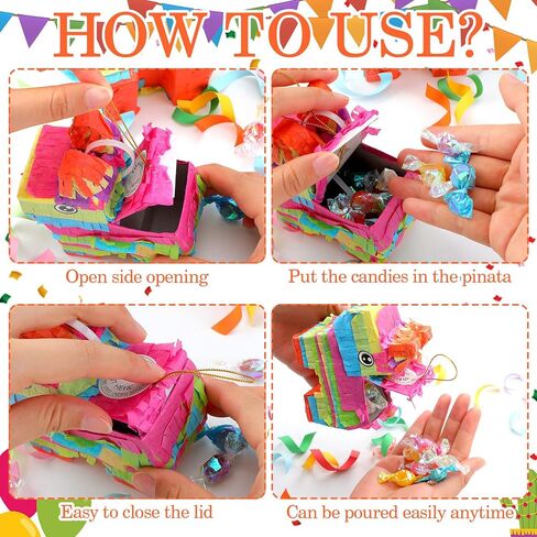 12 Pcs Mini Donkey Pinata Bulk for Kids Rainbow Candy Pinata Box for Fiestas Party Mexican Decorations Cinco de Mayo Table Centerpiece for Fiesta Taco Party Supplies, Mexican Carnivals Festivals in Saudi Arabia