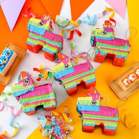 12 Pcs Mini Donkey Pinata Bulk for Kids Rainbow Candy Pinata Box for Fiestas Party Mexican Decorations Cinco de Mayo Table Centerpiece for Fiesta Taco Party Supplies, Mexican Carnivals Festivals in Saudi Arabia