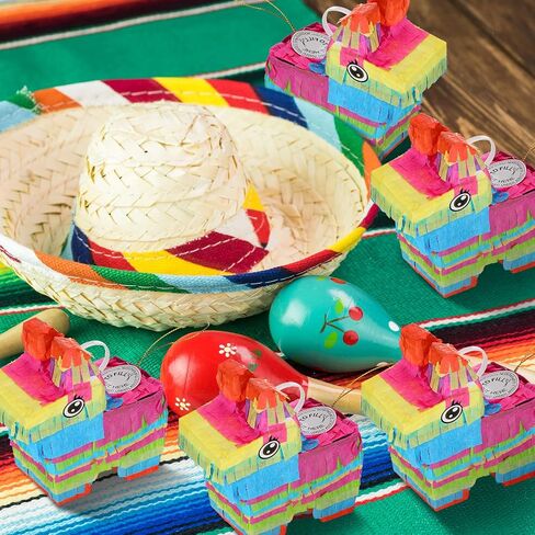 12 Pcs Mini Donkey Pinata Bulk for Kids Rainbow Candy Pinata Box for Fiestas Party Mexican Decorations Cinco de Mayo Table Centerpiece for Fiesta Taco Party Supplies, Mexican Carnivals Festivals in Saudi Arabia