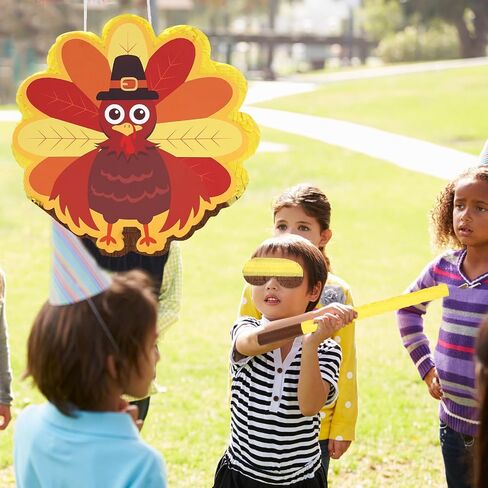 Whaline Fall Turkey Pinata Set with Stick Blindfold Confetti Turkey Shaped Pinata for Autumn Thanksgiving Party Games Decor in Saudi Arabia