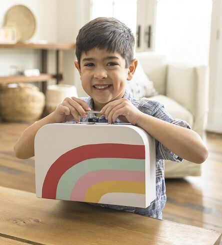 HearthSong 11 Inch Rainbow Cottage Travel Dollhouse Set with 2 Dolls and 5 Piece Furniture Set in Kuwait