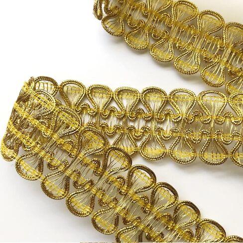 Qililandiy 10 ياردة الأورجانزا فراشة الدانتيل حافة الشريط زخرفة الحواف خمر النسيج المطرزة زين الخياطة DIY اللباس الحرفية (الليزر الذهب) in Kuwait