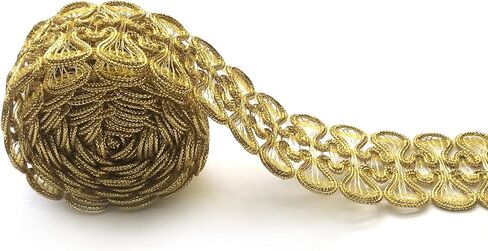 Qililandiy 10 ياردة الأورجانزا فراشة الدانتيل حافة الشريط زخرفة الحواف خمر النسيج المطرزة زين الخياطة DIY اللباس الحرفية (الليزر الذهب) in Kuwait