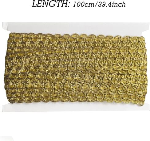Qililandiy 10 ياردة الأورجانزا فراشة الدانتيل حافة الشريط زخرفة الحواف خمر النسيج المطرزة زين الخياطة DIY اللباس الحرفية (الليزر الذهب) in Kuwait