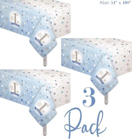 3 Pack 1st Birthday Boy Table Cloth Size 54" x 108" Includes 2 Pennant Banners 6.56 Feet Each Ideal for 1st Birthday Boy tablecover Party Decorations in Saudi Arabia
