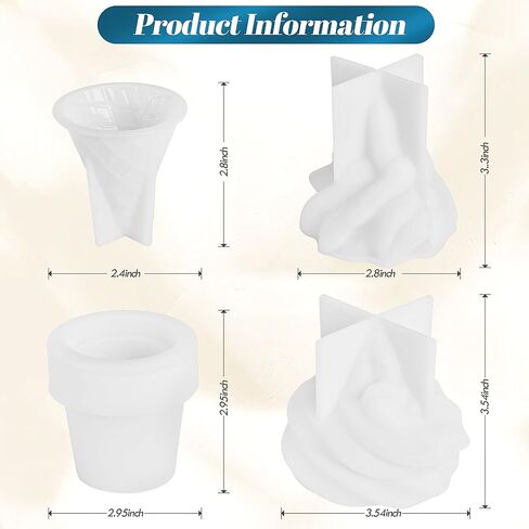 ISSEVE 4Pcs 3D Ice Cream Resin Molds Silicone Kit, Silicone Molds for Resin Include Ice Cream Cone Mold Whipped Cream Mold & Ice Cream Jar Molds with Whipped Lid, Epoxy Molds for DIY Resin Crafts in Kuwait
