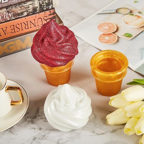 ISSEVE 4Pcs 3D Ice Cream Resin Molds Silicone Kit, Silicone Molds for Resin Include Ice Cream Cone Mold Whipped Cream Mold & Ice Cream Jar Molds with Whipped Lid, Epoxy Molds for DIY Resin Crafts in Kuwait