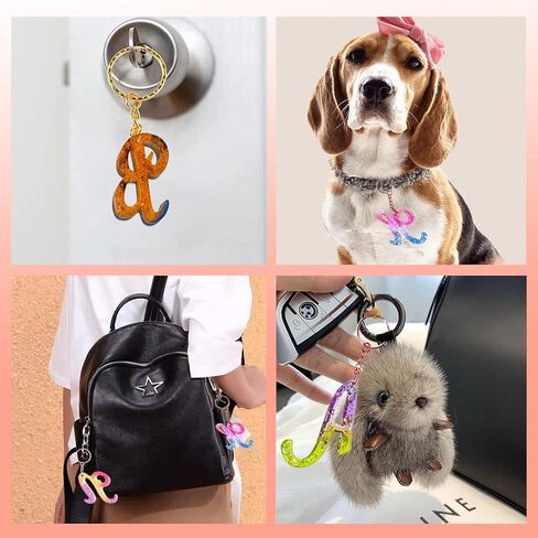 قالب حروف ابجدية كبيرة للراتنج، قوالب حروف من الراتنج معكوس مع فتحة، قوالب راتنج سيليكون مع 30 حلقة قفز، 30 حلقة مفاتيح، قوالب ايبوكسي لصنع سلسلة المفاتيح in Kuwait