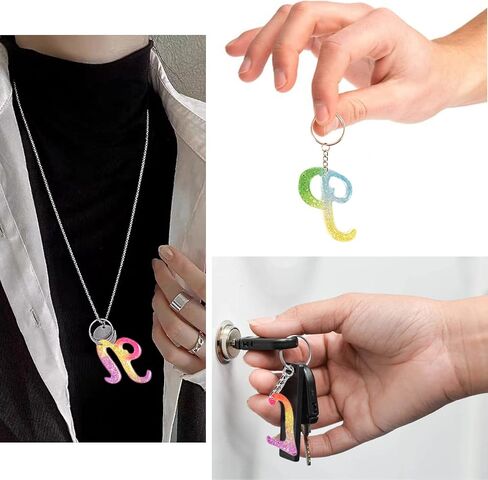 قالب حروف ابجدية كبيرة للراتنج، قوالب حروف من الراتنج معكوس مع فتحة، قوالب راتنج سيليكون مع 30 حلقة قفز، 30 حلقة مفاتيح، قوالب ايبوكسي لصنع سلسلة المفاتيح in Kuwait