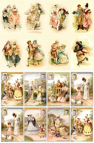 Decoupage Paper Pack (35 Sheets 6"x8") Brave Boys Walking Through Snowy Forests with Massive Bears and Wolves FLONZ Vintage Illustration Pictures Cards for Decoupage, Craft and Scrapbooking in Kuwait