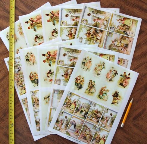Decoupage Paper Pack (35 Sheets 6"x8") Brave Boys Walking Through Snowy Forests with Massive Bears and Wolves FLONZ Vintage Illustration Pictures Cards for Decoupage, Craft and Scrapbooking in Kuwait
