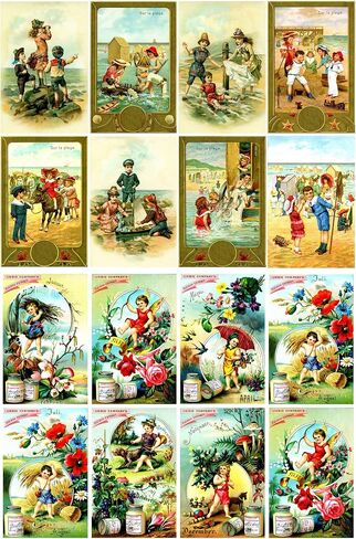 Decoupage Paper Pack (35 Sheets 6"x8") Brave Boys Walking Through Snowy Forests with Massive Bears and Wolves FLONZ Vintage Illustration Pictures Cards for Decoupage, Craft and Scrapbooking in Kuwait