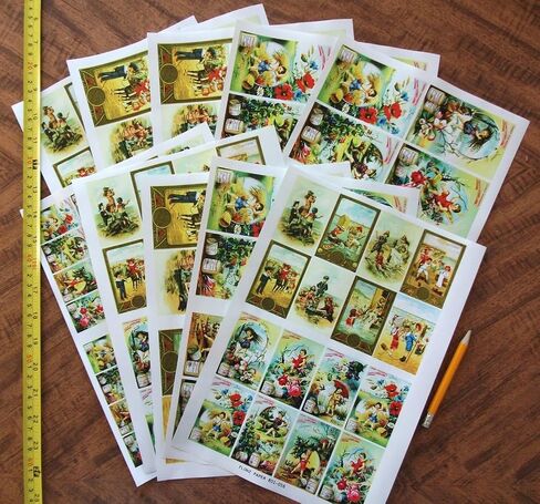 Decoupage Paper Pack (35 Sheets 6"x8") Brave Boys Walking Through Snowy Forests with Massive Bears and Wolves FLONZ Vintage Illustration Pictures Cards for Decoupage, Craft and Scrapbooking in Kuwait