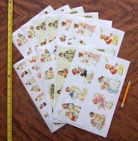 Decoupage Paper Pack (35 Sheets 6"x8") Brave Boys Walking Through Snowy Forests with Massive Bears and Wolves FLONZ Vintage Illustration Pictures Cards for Decoupage, Craft and Scrapbooking in Kuwait