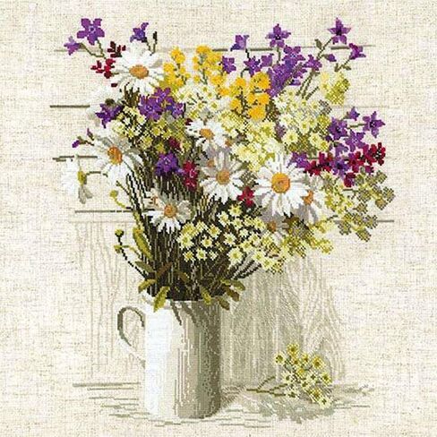 Riolis 15 Count Wildflowers Counted Cross Stitch Kit, 17.75 by 17.75-Inch in Saudi Arabia
