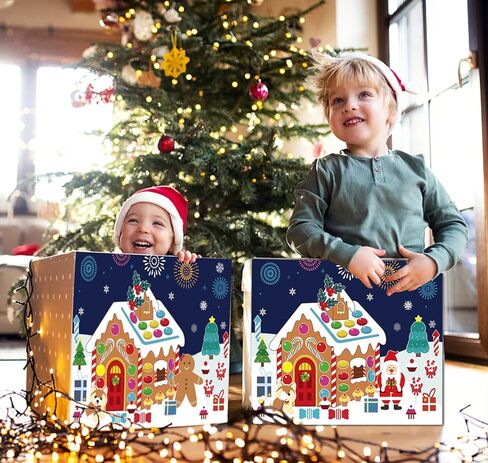 24 قطعة من ملصقات صنع منزل خبز الزنجبيل، ملصقات منزل رجل الثلج، ملصقات عيد الميلاد DIY للأطفال، ملصقات ألعاب حفلات عيد الميلاد للأطفال، هدايا حفلات عيد الميلاد للأطفال الصغار in Kuwait