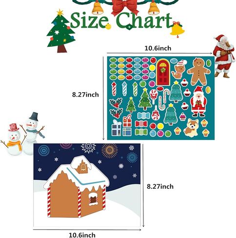 24 قطعة من ملصقات صنع منزل خبز الزنجبيل، ملصقات منزل رجل الثلج، ملصقات عيد الميلاد DIY للأطفال، ملصقات ألعاب حفلات عيد الميلاد للأطفال، هدايا حفلات عيد الميلاد للأطفال الصغار in Kuwait
