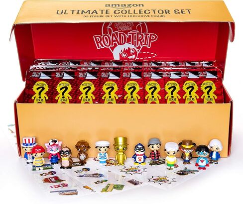 Ryan’s World Road Trip 53 pc Complete Figure Set + Bonus Figure, Mystery Figures For All 50 States, Ultra-Rare Figures, Surprise Exclusive Micro State Stickers, USA Map, [Amazon Exclusive] in Kuwait