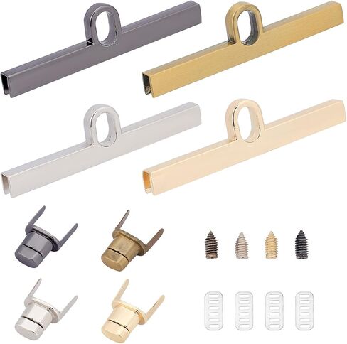 SUPERFINDINGS 4 ألوان محفظة بدوره قفل المشابك 2x9.5cm المشبك بدوره قفل سبيكة محفظة أقفال مخلب بدوره تويست المشبك قفل DIY بها بنفسك حقيبة يد حقيبة الكتف إغلاق محفظة صنع in Kuwait