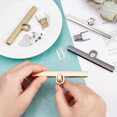 SUPERFINDINGS 4 ألوان محفظة بدوره قفل المشابك 2x9.5cm المشبك بدوره قفل سبيكة محفظة أقفال مخلب بدوره تويست المشبك قفل DIY بها بنفسك حقيبة يد حقيبة الكتف إغلاق محفظة صنع in Kuwait