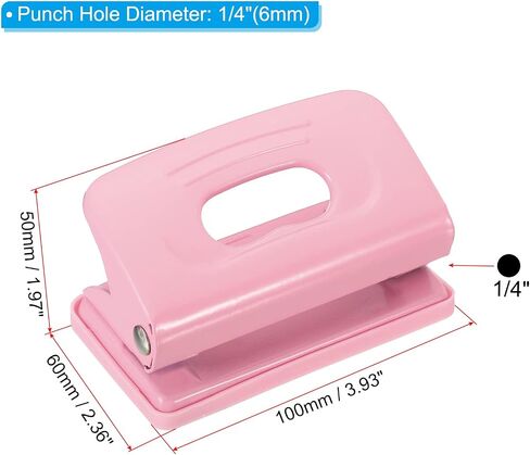 PATIKIL 1/4" 2 Hole Paper Punch, Metal Hole Puncher 8 Sheet Punch Capacity Hole Punch for Office and Home, Pink in Saudi Arabia