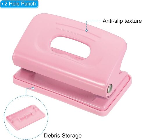 PATIKIL 1/4" 2 Hole Paper Punch, Metal Hole Puncher 8 Sheet Punch Capacity Hole Punch for Office and Home, Pink in Saudi Arabia