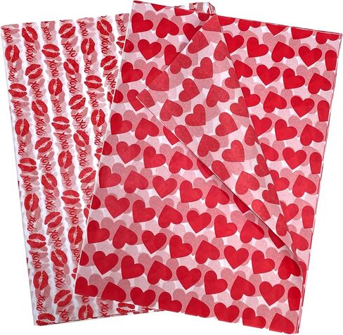 Tissue Paper 60 Sheets Valentines Day Tissue Paper Red Heart Lip Decorative Art Paper for DIY Crafts Wedding Anniversary Baby Shower Birthday, 14 x 20 Inches in Kuwait