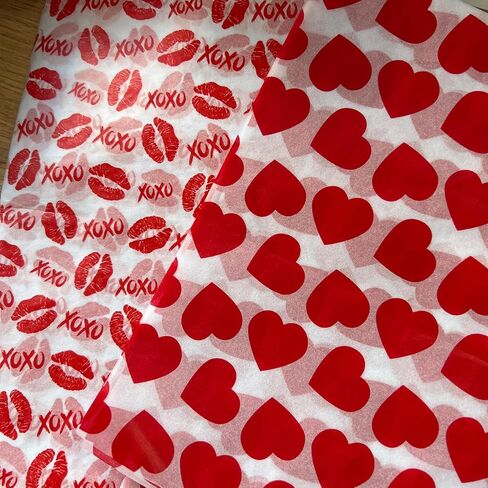 Tissue Paper 60 Sheets Valentines Day Tissue Paper Red Heart Lip Decorative Art Paper for DIY Crafts Wedding Anniversary Baby Shower Birthday, 14 x 20 Inches in Kuwait