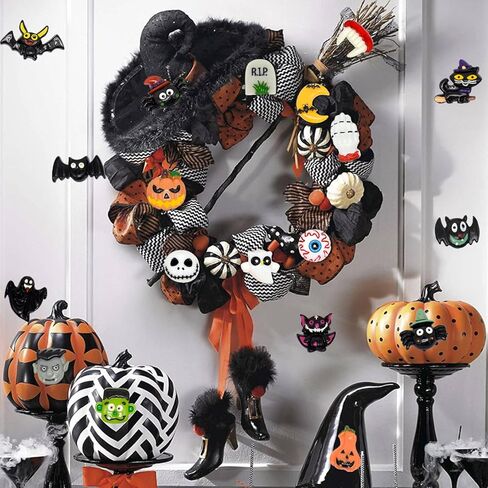 100 قطعة من حلي سلايم على شكل خلفية مسطحة من الراتينج للهالووين، مجموعة متنوعة من الحلي الراتنجات المسطحة الخلفية لتزيين الحرف اليدوية (عشوائي/بدون فتحة) in Kuwait