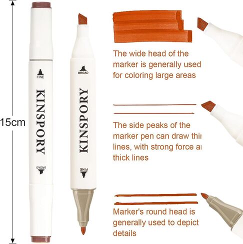 كين سبوري اقلام تحديد كحول مكونة من 160 قطعة، حافظة خشبية فاخرة، اقلام تلوين مزدوجة الراس بلون ابيض، هدية للفنانين والبالغين والاطفال - اسود in Kuwait