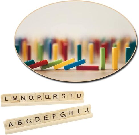 رفوف دومينو خشبية احترافية من 4 قطع، حوامل دومينو متينة للاطفال وكبار السن والبالغين واللاعبين المحترفين in Kuwait