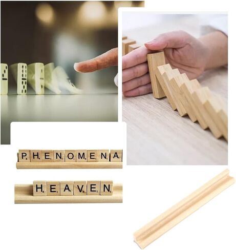 رفوف دومينو خشبية احترافية من 4 قطع، حوامل دومينو متينة للاطفال وكبار السن والبالغين واللاعبين المحترفين in Kuwait