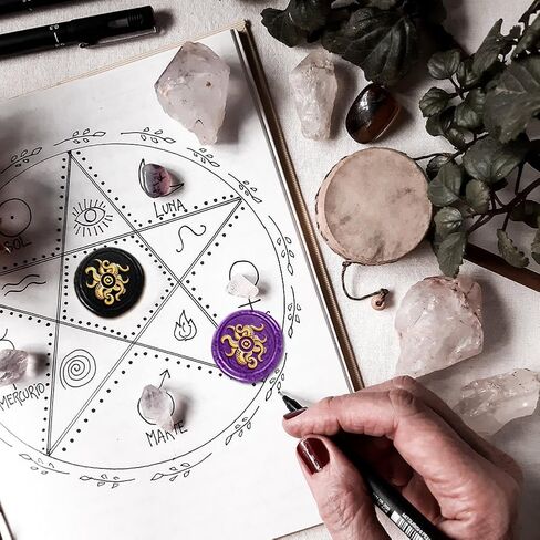 DELORIGIN Ancient Greek Symbol Wax Sealing Stamp, Halloween Wax Stamp with Wooden Handle 1" Pumpkin Wax Seal Stamp Kit for Envelopes Invitation Cards Wine Packages Halloween Greeting Cards Decoration in Saudi Arabia