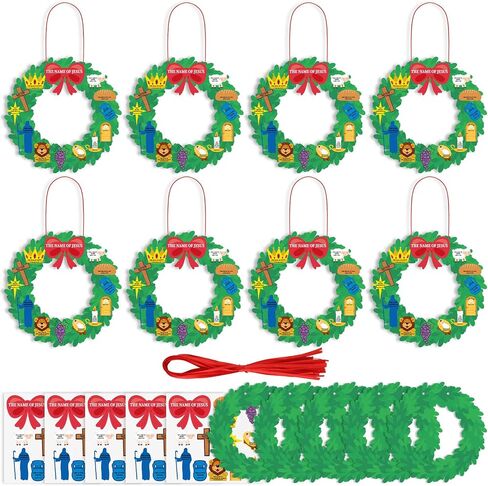 Zhanmai 30 Sets Christmas Sunday School Crafts for Kids Names of Jesus Wreath Craft Kit Bible Crafts Make Your Own DIY Hanging Ornament for Kids Xmas Gift Religious Party Favor Church Game Activities in Saudi Arabia