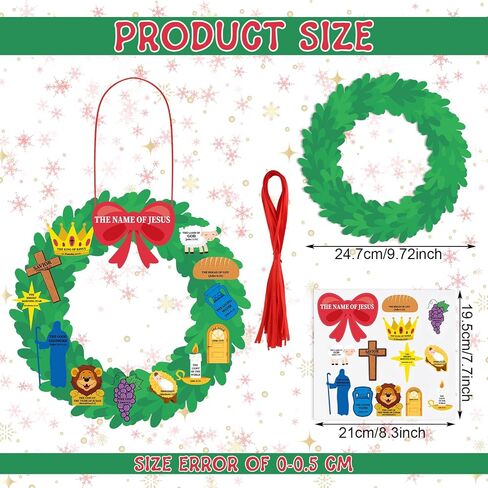 Zhanmai 30 Sets Christmas Sunday School Crafts for Kids Names of Jesus Wreath Craft Kit Bible Crafts Make Your Own DIY Hanging Ornament for Kids Xmas Gift Religious Party Favor Church Game Activities in Saudi Arabia