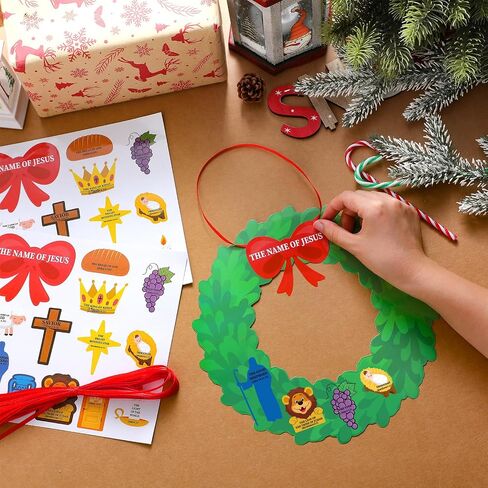 Zhanmai 30 Sets Christmas Sunday School Crafts for Kids Names of Jesus Wreath Craft Kit Bible Crafts Make Your Own DIY Hanging Ornament for Kids Xmas Gift Religious Party Favor Church Game Activities in Saudi Arabia