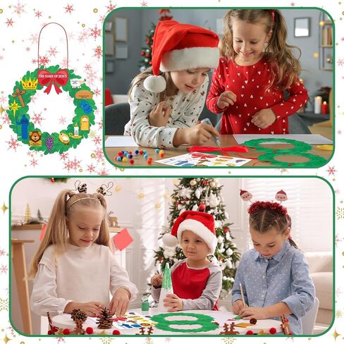 Zhanmai 30 Sets Christmas Sunday School Crafts for Kids Names of Jesus Wreath Craft Kit Bible Crafts Make Your Own DIY Hanging Ornament for Kids Xmas Gift Religious Party Favor Church Game Activities in Saudi Arabia