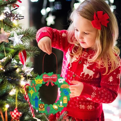Zhanmai 30 Sets Christmas Sunday School Crafts for Kids Names of Jesus Wreath Craft Kit Bible Crafts Make Your Own DIY Hanging Ornament for Kids Xmas Gift Religious Party Favor Church Game Activities in Saudi Arabia