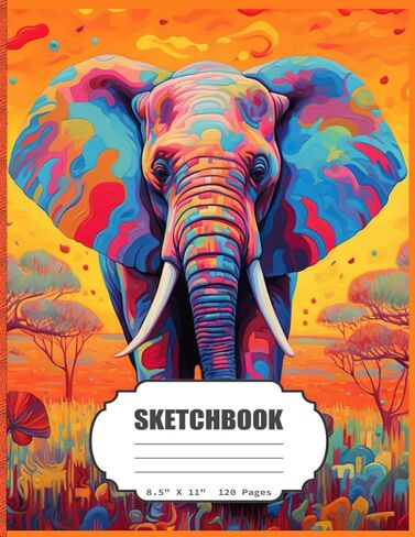 Sketchbook: Watercolor Elephant Blank Sketch Book for Girls, Kids, Teens, Adults Artist Notebook/Journal for Drawing, Writing, Doodling Paper, 120 Blank Pages, 8.5x11 (Blank Drawing Book) in Saudi Arabia