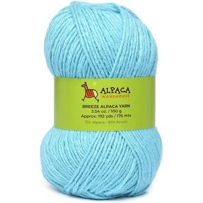 Blend Alpaca Yarn Wool 1 Skein 100 Grams Worsted Weight - Heavenly Soft and Perfect for Knitting and Crocheting (Aqua, Worsted Weight)