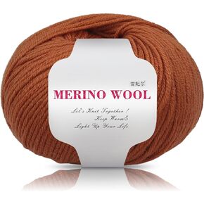 1 PCS 50g 100% Merino Wool Yarn, 6-Ply Warm and Soft Yarn for Hand Knitting and Crocheting, 140 Yards Yarn for Hand DIY Clothes, Scarves, Hats(Rose Red)