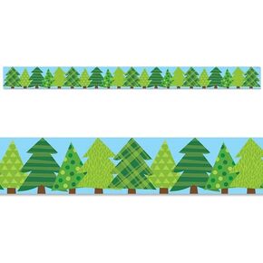 CTP Patterned Pine Trees EZ Border for Classroom Bulletin Board Border for Classroom (Creative Teaching Press 10523)