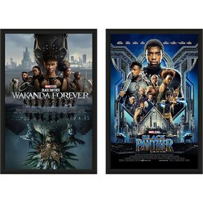 ملصقات بلاك بانثر واكاندا فوريفر، مجموعة من 2 ملصق الافلام، ملصق واكاندا فوريفر، ملصق بلاك بانثر، ملصق بلاك بانثر II، تكملة 2022 للفهد الاسود (11×17) in Kuwait