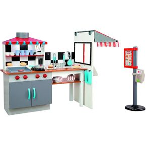 Little Tikes Real Wood Drive-Thru Diner Wooden Play Kitchen with Realistic Lights Sounds and Multi-Sided, 40+ Accessories Set, Gift for Kids, Toy for Girls & Boys Ages 3 4 5+ Years