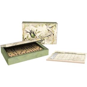 LANG -“Tropical Birds" Domino Set - Artwork by Susan Winget - Includes Mexican Train Station and Matching Score Pad in Saudi Arabia
