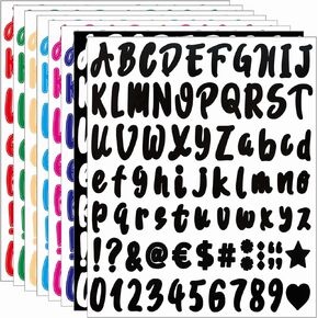 ملصقات أرقام حروف من الفينيل ذاتية اللصق 576 قطعة من واينودا، ملصقات قبعة التخرج، ملصقات أرقام الحروف الأبجدية، ملصقات للعلامة، الباب، الأعمال، رقم العنوان (1 بوصة، 8 ألوان) in Kuwait