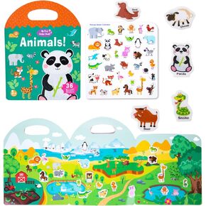Portable Jelly Sticker Quiet Book for Toddlers, Montessori Busy Book, Preschool Learning Activities Travel Toys (Ocean)