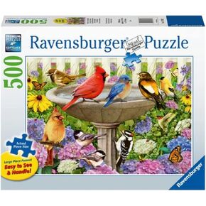 Ravensburger At The Birdbath 500-Piece Large Format Jigsaw Puzzle | Unique Softclick Technology | Vibrant, Glare Free | suitable for all ages | FSC Certified in Kuwait