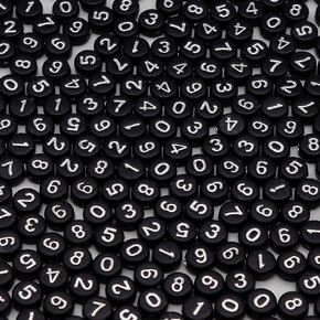 1000pcs 5 Colors Acrylic Number Beads for Bracelets Making, 0-9Mixed Round Number Beads for DIY Earring Bracelet Necklaces Key Chains Making Supplies